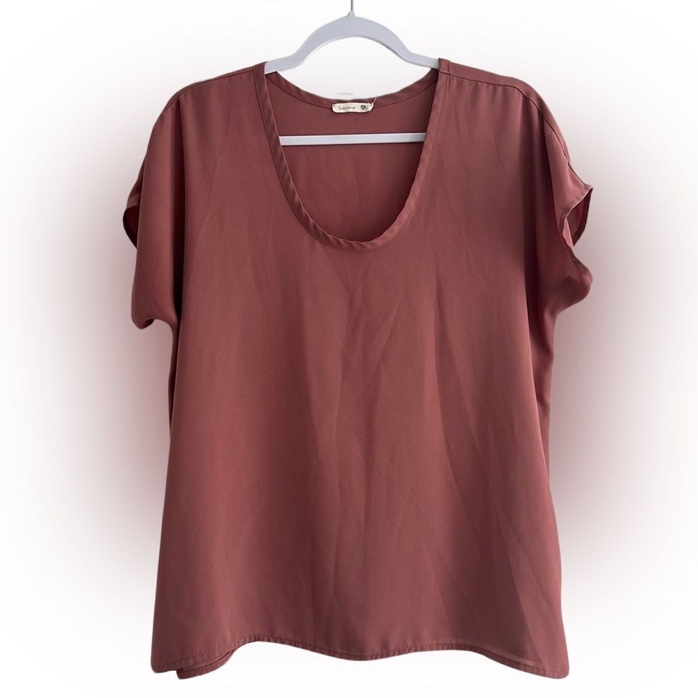 Soprano Women's T-Shirt Top Blouse mauve Sheer Chiffon Size Large